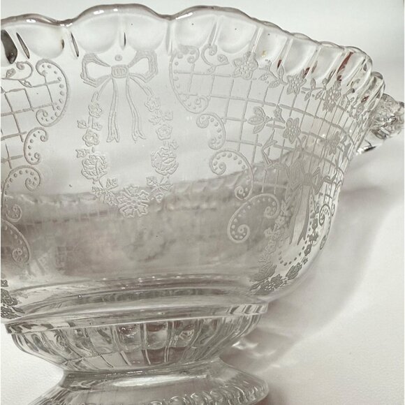 Fostoria Etched Crystal Romance Clear Serving Bowl - Picture 8 of 11